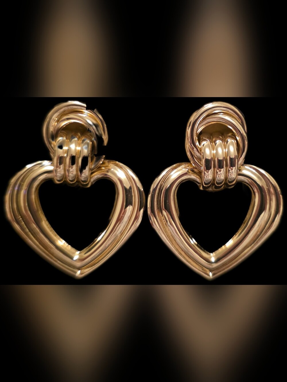 Polished Goldtone Heart Drop Earrings